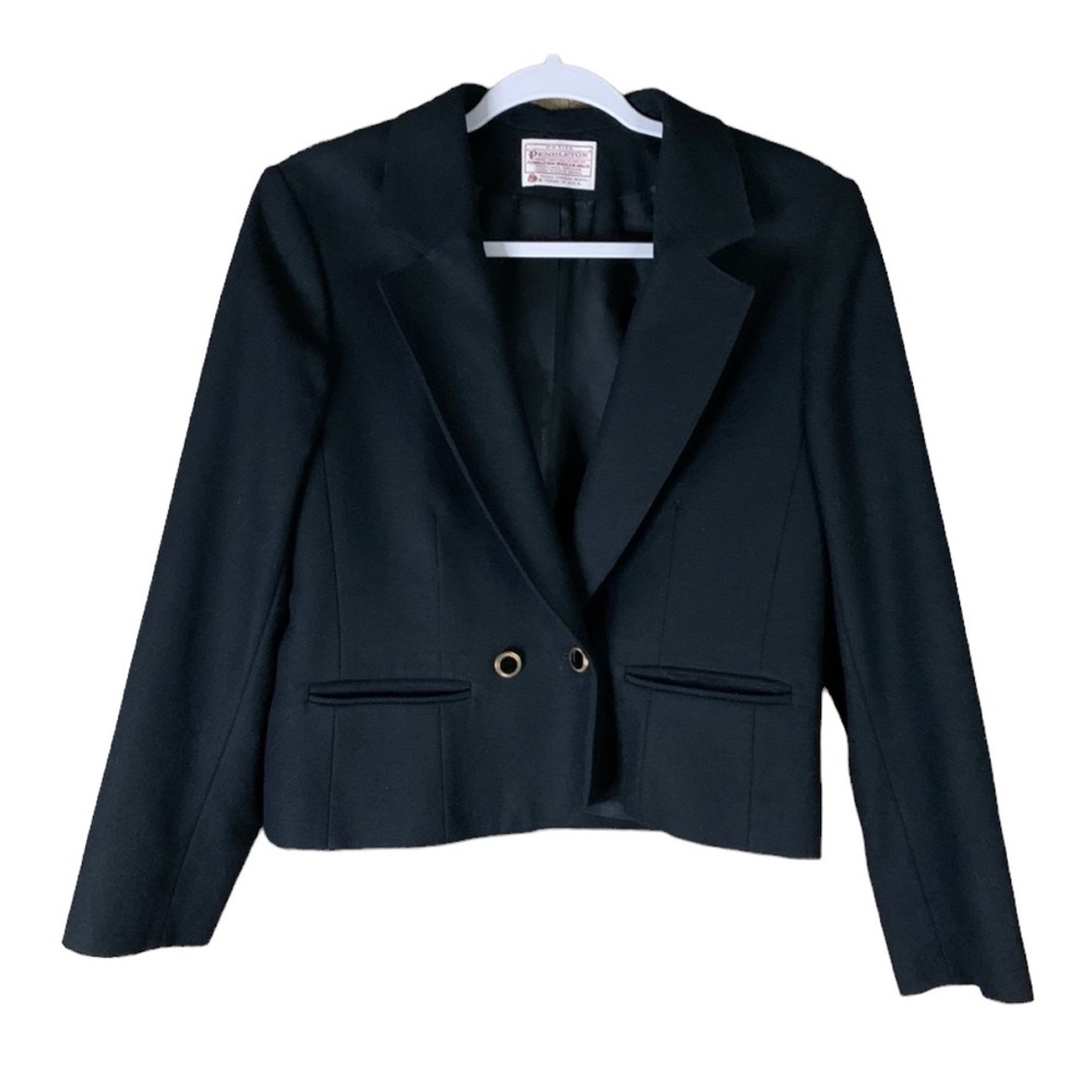 Pendleton Black Wool Crop Blazer Jacket Petite Me… - image 1